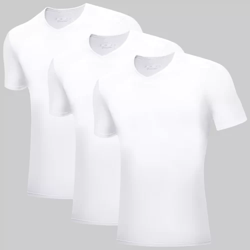 3 Hvide Bambus V-Hals T-Shirts